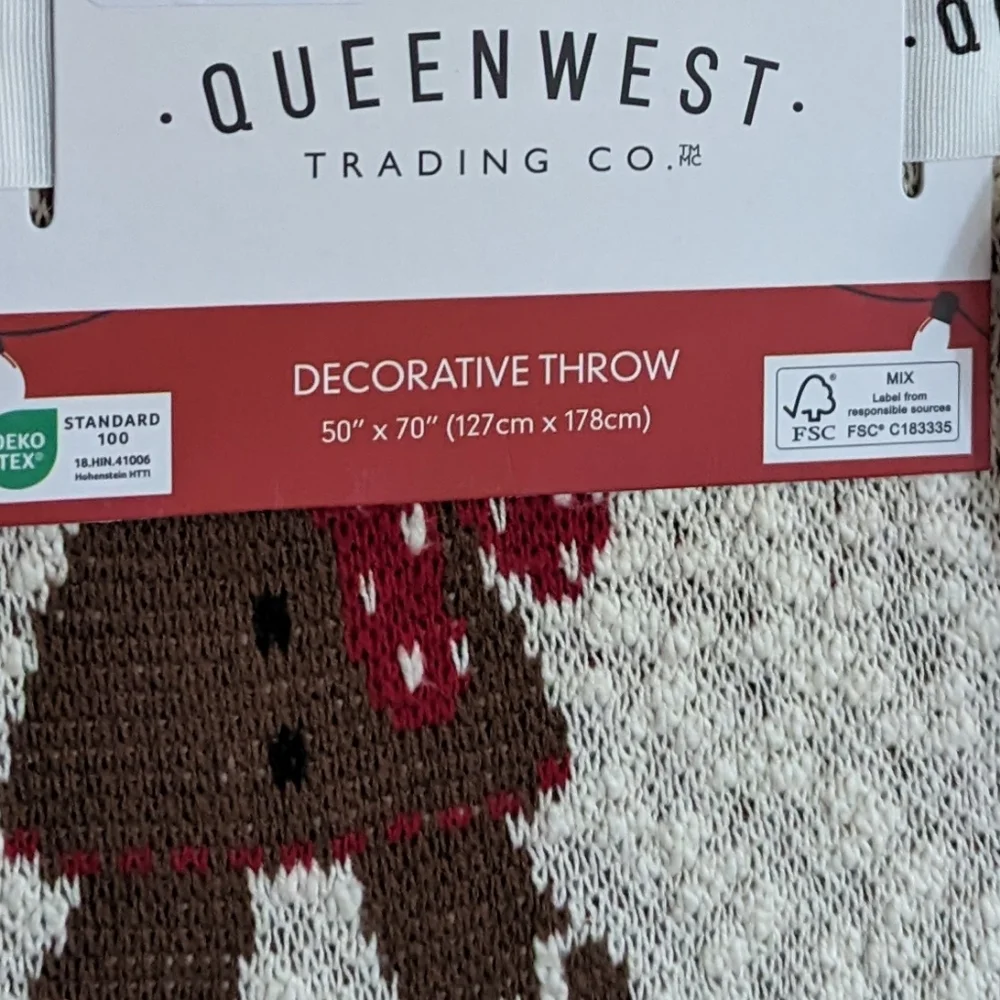 NWT Queenwest Gingerbread Man Knit Blanket Viral Tiktok Christmas
